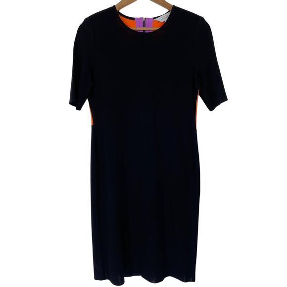 Exclusively Misook Black Orange Purple Color Block Closet Staple Women's Dress S - Picture 2 of 5